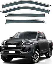 4Pcs Car Wind Deflectors for Toyota for Hilux for Revo Mk8-An120-An130 2015-2022 2023, Side Window Ventilated Visors Rain Deflector