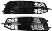 Pair Fog Light Bezel Grill Compatible For Audi A6 C7 S Line 2011-2014 Replacement Front Bumper Fog Light Grille Cover 4G0807681D 4G0807682D