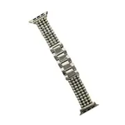 Catzon Elastic Chain Beads Metal Band For iWatch Series 7 6 5 4 3 2 1 SE-Silver