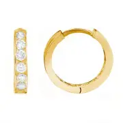 14k Gold Huggie Hoop Cubic Zirconia Channel-set Earring (Yellow or White )
