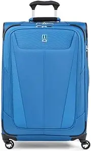[Travelpro] Maxlite 5 Softside Expandable Luggage with 4 Spinner Wheels, Lightweight Suitcase, Men and Women, Azure Blue, Checked-Medium 25-Inch, Maxlite 5 Softside Expandable Spinner Wheel Luggage