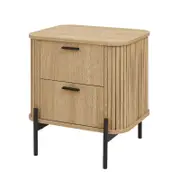 Cosmoliving Fluted 2 Drawer Bedside Table