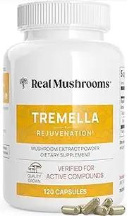 Real Mushrooms Tremella Mushroom Extract by , Mushroom Supplements for Immunity Support, Brain Support, and Healthy Skin, Vegan, Non-GMO, Verified Levels of Beta-Glucans (120)