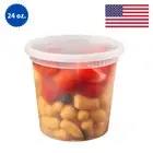 24 oz Heavy Duty Large Round Deli Food/Soup Plastic Containers w/ Lids BPA free