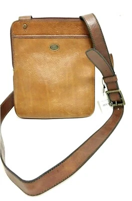 NEW FOSSIL ESTATE COURIER BAG COGNAC LEATHER CROSSBODY,HAND+SHOULDER BAG,PURSE