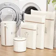 Mesh Laundry Bags Set of 6, Thickened Clothing Zipper Style Travel Laundry Bag for Washing Machines,Mesh Bag Prevents Deformation and is Suitable for Jackets, Pants, Skirts, Socks