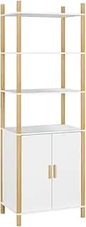 Highboard White 60x40x173 cm - Engineered Wood Buffet Sideboard with Solid Pinewood Frame, Stylish Storage Solution for Dining Room & Hallway