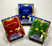 All 3 PJ Masks Kids Dress Up Sets Owlette Gekko Catboy Fabric Masks Sz 4-6x NEW