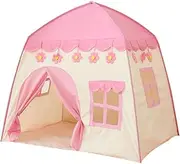 MTSDM Play Tent, Princess Castle Play Tent Large Fairy Playhouse 51.18x39.37x51.18 Inch Pink Castle Play Tent Playhouse, Play Tent Indoor with Star Lights and Windows for Boys and Girls Tent Washable