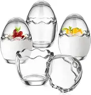 PRETYZOOM Mini Dessert Cups with Lids 4pcs Glass Parfait Cup Creative Pudding Jelly Serving Bowl Reusable Egg Cups for Yogurt Fruit Ice Cream