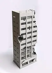 Outland Models Railway Scenery City Damaged Abandoned Office Building N Scale