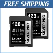 2-Pack 128GB Professional SILVER PRO SD Cards - UHS-II, Fast Read & Write Speeds