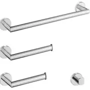Bathroom Hardware Set 18 in Towel Bar Towel Hook Toliet Paper Holder Chrome Rack