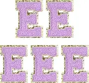 uxcell Chenille Letter Patches 2.2" Self Adhesive Letter E Stick on Embroidered Patch Sew on Letter Stickers Applique for Repairing Clothing Jeans Shoes Hats DIY(Purple, Pack of 5)