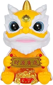 Chinese Lion Statue - Solar Lion for Car,Decorative Desktop Lion Ornament, Swinging Toy for Dashboard Ornament