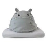 Bubba Blue Zoo Animal Hippo Hooded Baby/Newborn/Infant Plush Bath Drying Towel