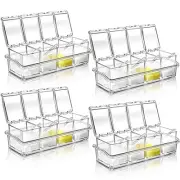 4 Pieces Clear Seasoning Box with Spoon 16 Pieces Kitchen Spice Pots Acrylic