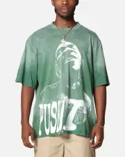 [PUSHA T] Pusha T Pusha T Hem Vintage T-shirt Washed Green - Size M M Washed Green