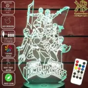 POWER RANGERS MIGHTY MORPHIN - 3D LED BATTERY USB NIGHT LIGHT 7 COLOUR REMOTE