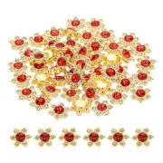 200 Pcs 13mm Flatback Flower Crystal Rhinestone Embellishments, Red