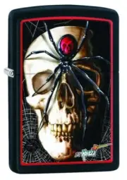 Zippo Mazzi Black Widow Skull Black Matte 28627