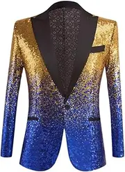 [Generic] Men's Fashion Discoloration-Sequin Tuxedo Suit Blazers Wedding Party Prom Groom Dress Jackets