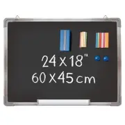 Chalkboard Set - Framed Black Board 24 x 18 inch with 1 Magnetic Eraser, 14 C