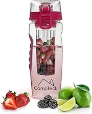 Campteck 1 Litre 1000Ml Fruit InfUSer Water Bottle (Bpa Free Tritan Plastic) With Leak Proof Lid + Lock & Carry Handle - Pink