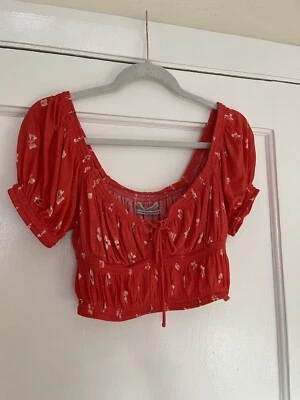 Urban outfitters red floral Boho crop top new with tags Size S