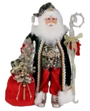19" Karen Didion Lighted Sparkling Emerald Santa Claus Fig Retro Christmas Decor