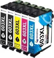 5 Pack Compatible 603XL Ink Cartridges Replacement for Epson 603 Printer