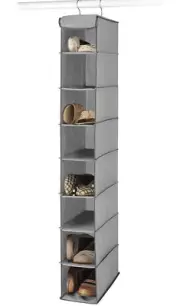 Closet Organizer Hanging Shoe Shelves 8 Section - Grey NEW
