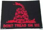 GADSDEN FLAG DON'T TREAD ON ME (3") (RED ON BLACK) Embroidered Patch P3969 E