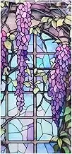 KALLORY Static Cling Window Film Privacy Window Cling Vintage Stained Glass Bathroom Shower Door Sticker Frosted Glass Film