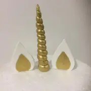 Unicorn Edible Unicorn Horn And Ears Fondant Cake Decorating Kit Gold And White