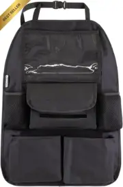 Deluxe Black Back Seat Organizer Multi Pocket Storage for Toys Snacks & Tablet