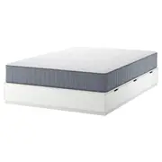 NORDLI bed frame with storage and mattress, white/Vågstranda extra firm, Double