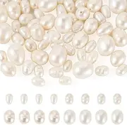 [FASHEWELRY] 75 Pcs Natural Cultured Freshwater Pearl Beads Bulk Mixed-Size Rice Baroque Pearls Seashell Real Pearl Beads for Bracelet Necklace Earring Hair Accessory Beading DIY Crafts Jewelry Making