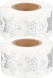 HOODANCOS 2 Rolls Self Adhesive Star Stickers for Metallic Glitter Reward Stickers for Boys for DIY Projects Classroom Rewards and Creative Labeling