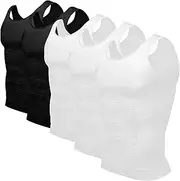 Odoland Slimming Vest Mens 5 Pack Compression Vest Body Shaper Men Shapewear Compression Shirt Masculine Undershirt Tank Tops