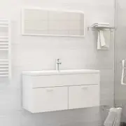2 Piece Bathroom Furniture Set High Gloss White Chipboard