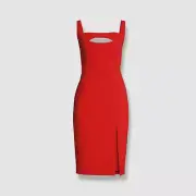 $195 Aidan By Aidan Mattox Women's Red Cut-Out Sheath Dress Size 2