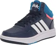 [adidas] Hoops 3.0 Mid Basketball Shoe, Dark Blue/Blue Rush/Turbo, 3.5 US Unisex Big Kid