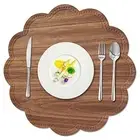 Round Waterproof Placemats for Dining Table,Set of 6,Modern PU 6pcs Roung:brown