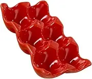 Healeved 1pc Egg Tray Large Egg Storage Egg Storage Container Ceramic Egg Holder Dish Cup Holder Tray Ceramic Egg Holder Organizer Egg Rack Countertop Ceramics Storage Box Red Refrigerator