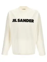 [Jil Sander] Jil Sander-Logo Print T Shirt Bianco/Nero-Uomo S White/Black