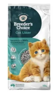 Breeders Choice 99% Recycled Paper Cat Litter 15 Litre Kitty Litter