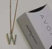 2018 Avon Aqua Initial Necklace Letter W