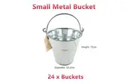 24 x Small 15cm Metal Galvanize Water Bucket Pot Cleaning Pail Handle Ice Container