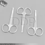 3 Safety Scissors Mustache, Nose, Ear Hair Pet Grooming, Manicure 3.5" STRAIGHT